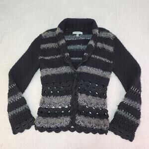 Vtg Beth Bowley Anthropologie Shaggy Cardigan P Whimsigoth Sparkle Crochet XS